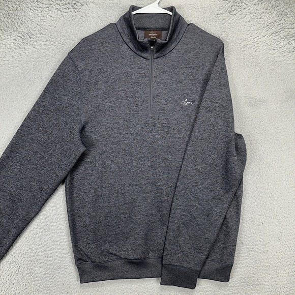 Greg Norman Tasso Ella Pullover Sweater Men Medium Gray Fleece Lined Quarter Zip